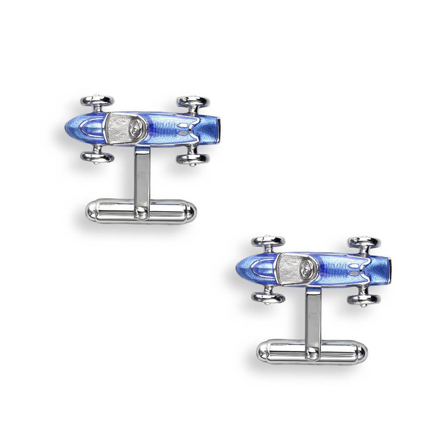 Sidabrinės sąsagos Retro mėlynas lenktyninis automobilis