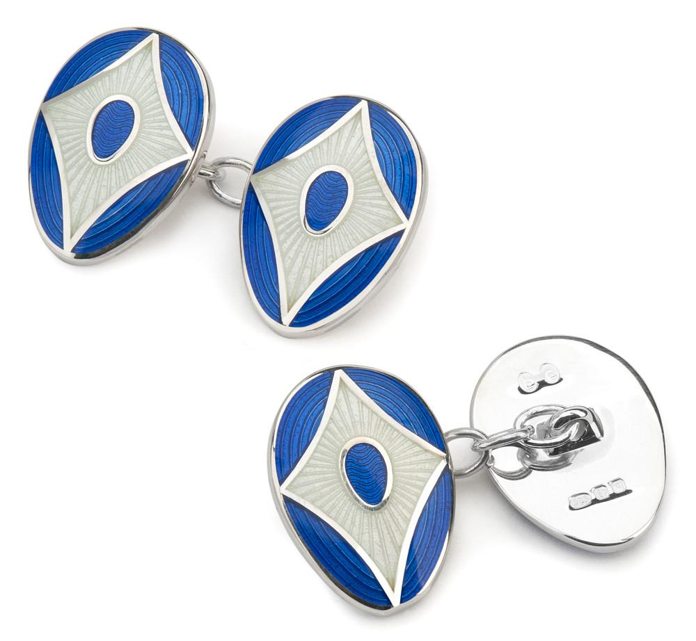 Sąsagos Emaliuotas mėlynas ir pilkas skydas (sidabras)