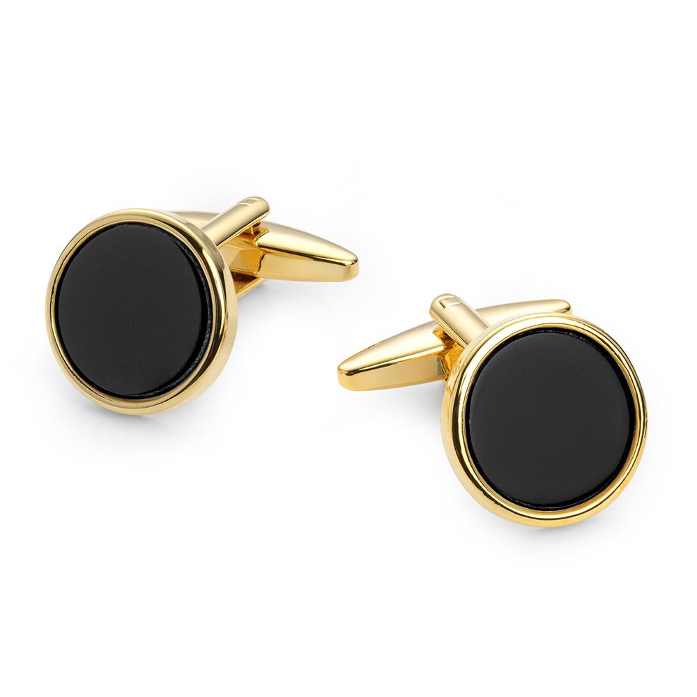 Apvalios paauksuotos sąsagos su oniksu