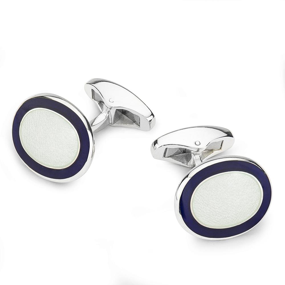 Ovalios sidabrinės sąsagos su Šviesia glazūra