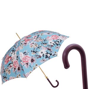 Pasotti Flowered moteriškas skėtis su oda aptraukta rankena