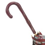 Pasotti Classic Burgundy moteriškas prabangus skėtis dvigubu audiniu ir oda aptraukta rankena