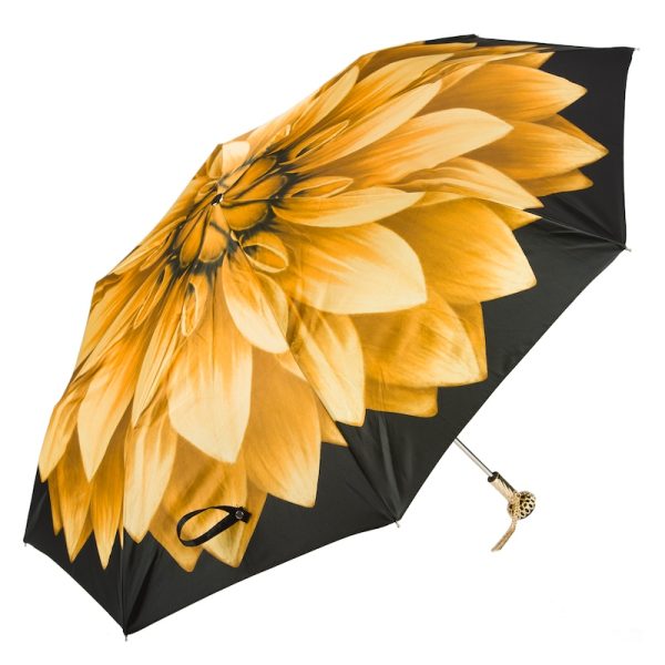 Pasotti Golden Flower sulankstomas moteriškas skėtis su žalvarine rankena ir kristalu